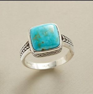 Natural Blue Stone Simple Square Ring